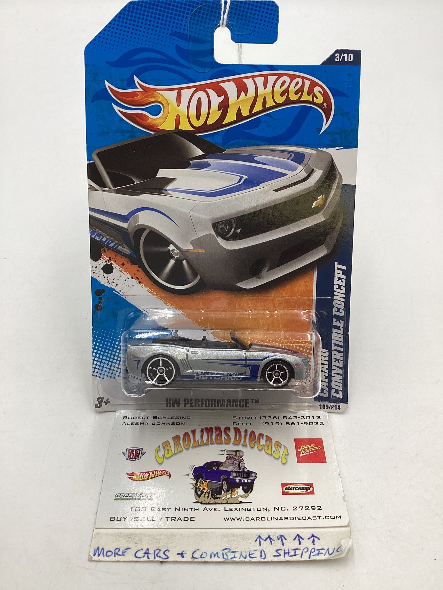 2011 Hot wheels #109 Silver Camaro Convertible Concept 16H