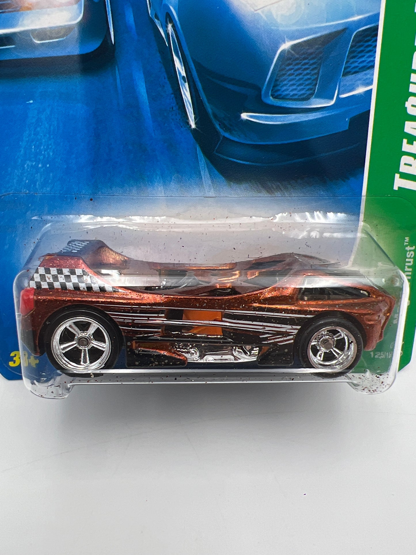 2007 Hot Wheels Super Treasure Hunt #125 Mega Thrust Orange Paint Flaking