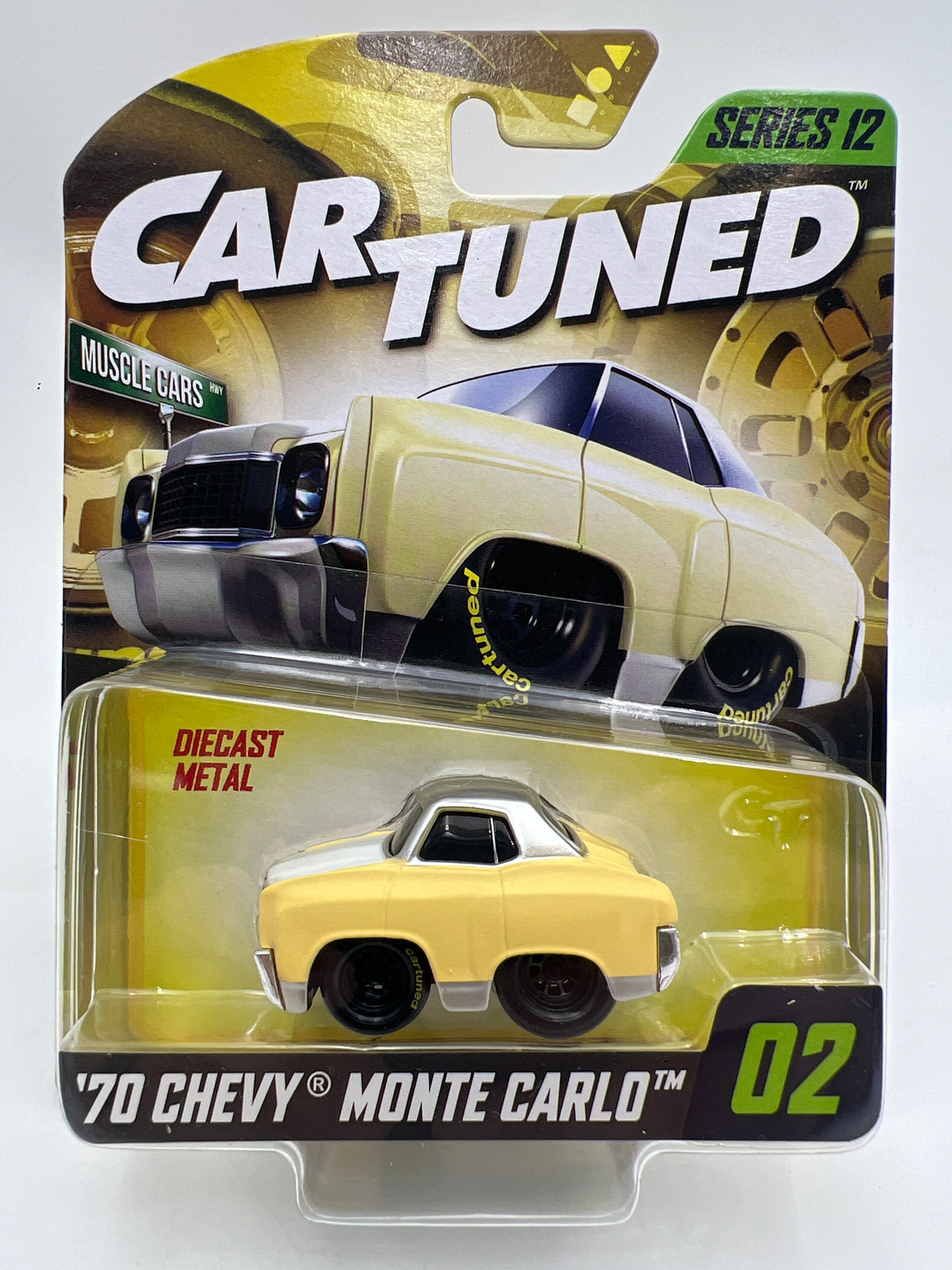 MGA Car Tuned Mainline Series 12 #2 70 Chevy Monte Carlo Yellow
