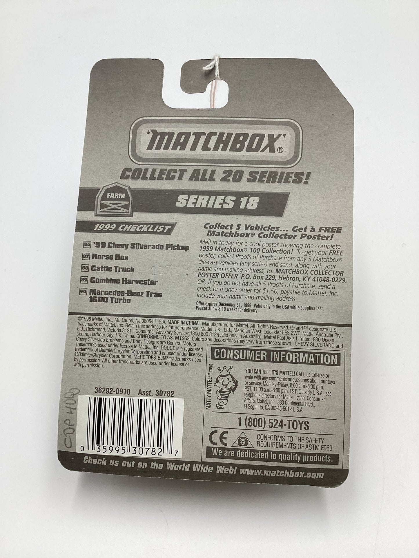 1998 Matchbox #88 Cattle Truck 206E