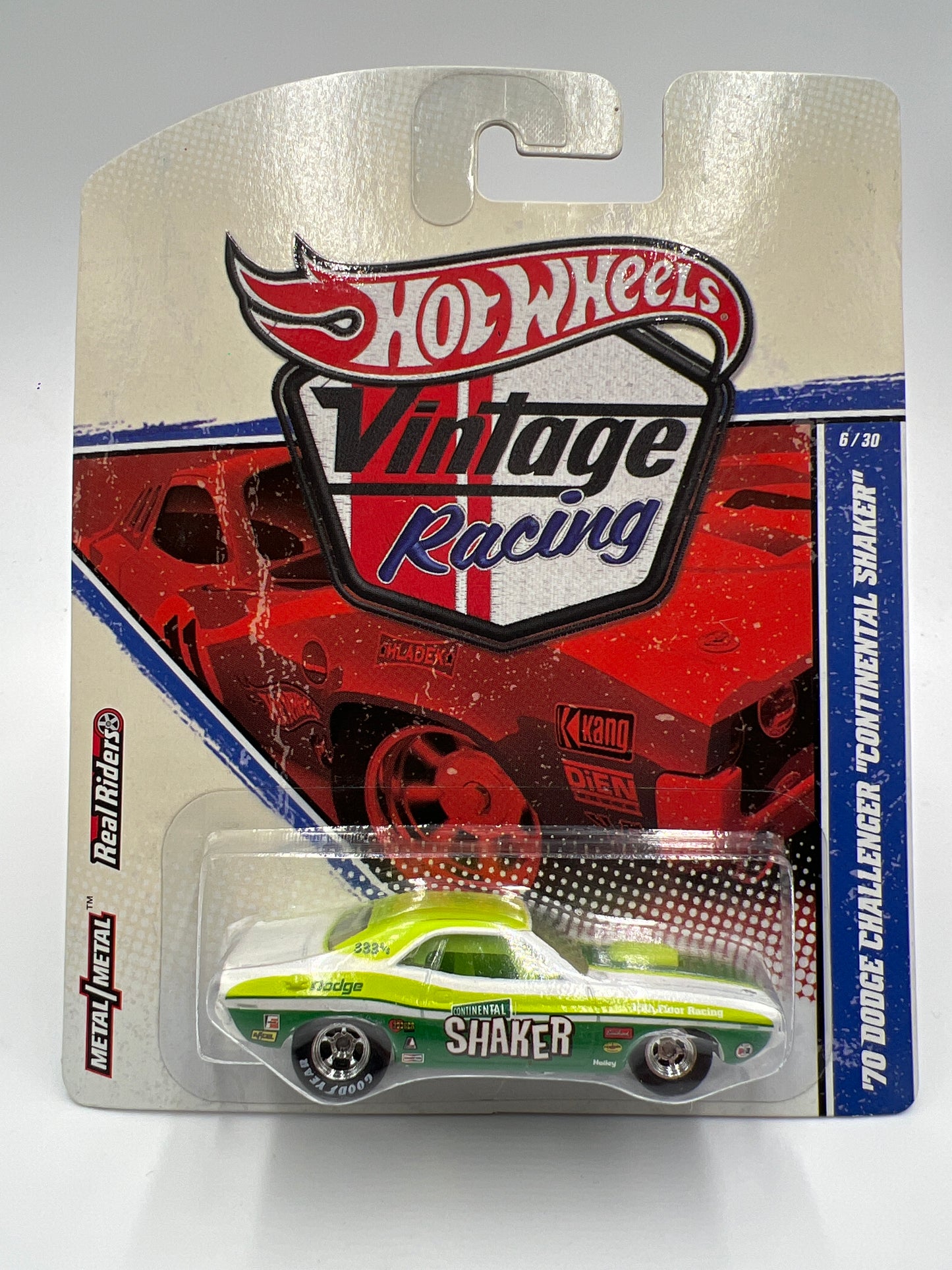 Hot Wheels Premium Vintage Racing #6 70 Dodge Challenger Continental Shaker Green W/Protector