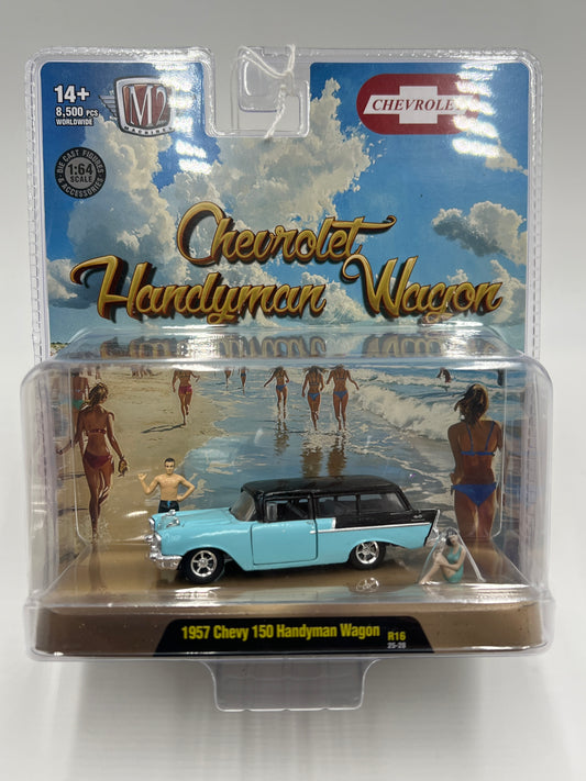2025 M2 Machines Diorama 1957 Chevy 150 Handyman Wagon Blue/Black R16 196H
