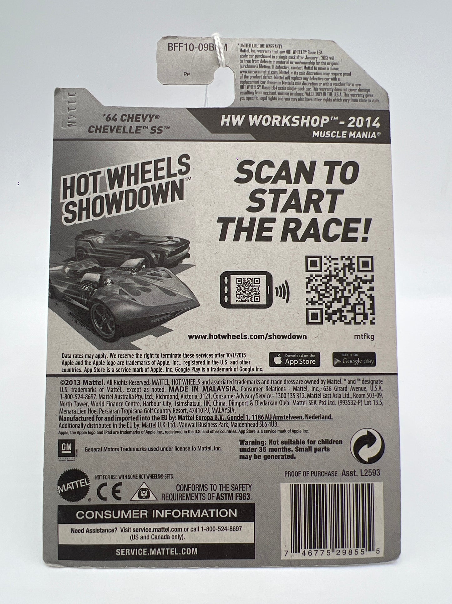 2014 Hot Wheels Workshop #233 64 Chevy Chevelle SS Matte Black 7F