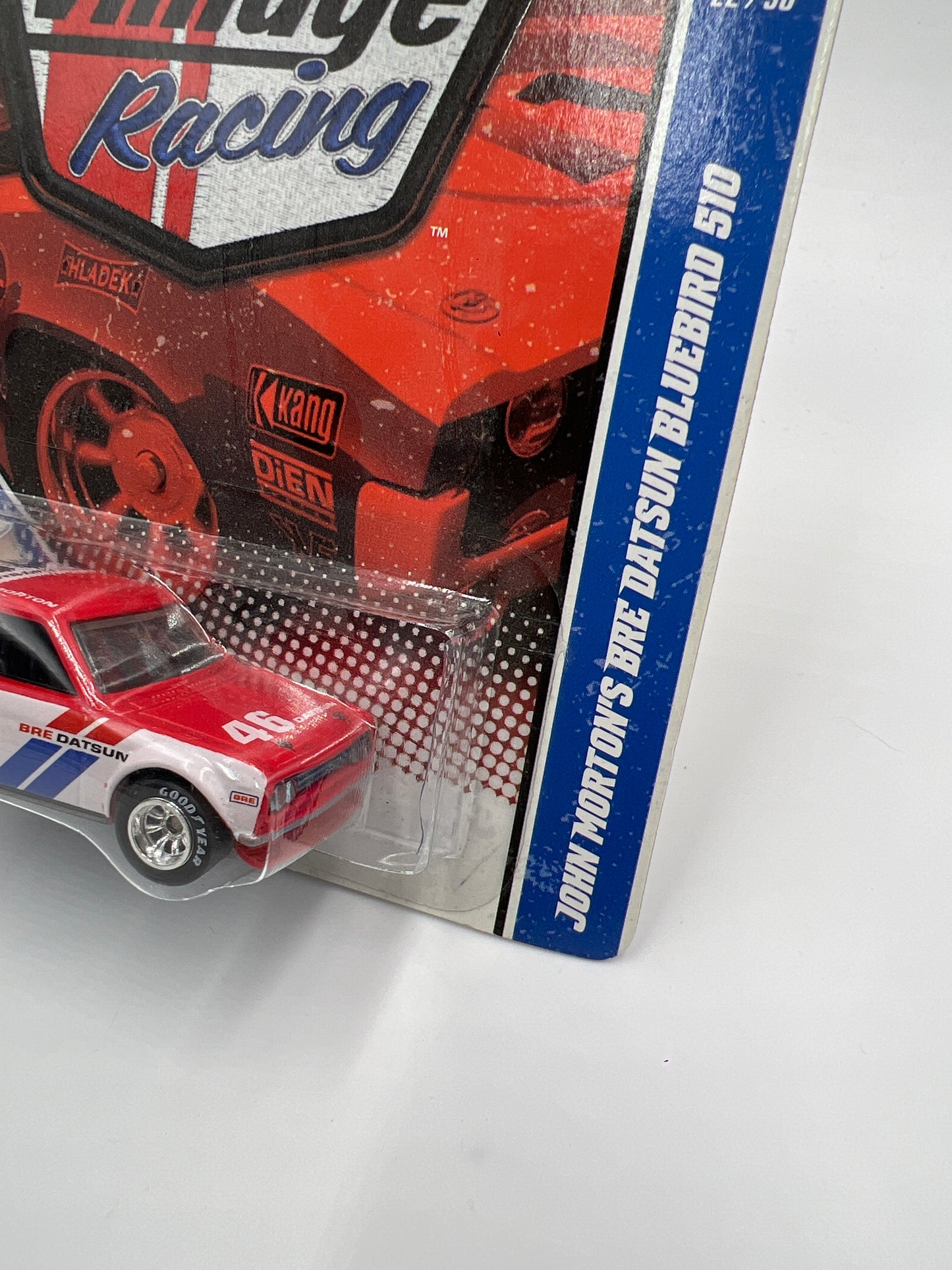 Hot Wheels Premium Vintage Racing #22 John Mortons BRE Datsun Bluebird 510 Red/White W/Protector