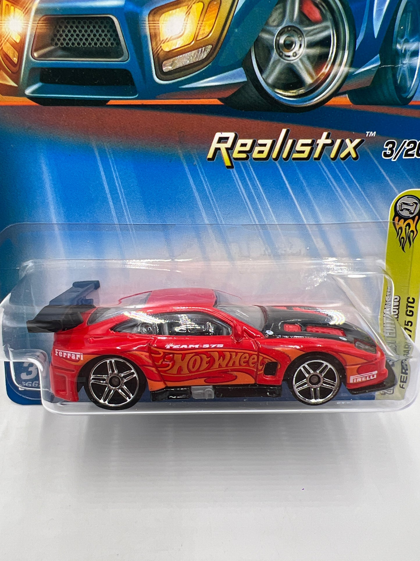 2005 Hot Wheels First Editions Realistix #3 Ferrari 575 GTC Red PR5 Wheels