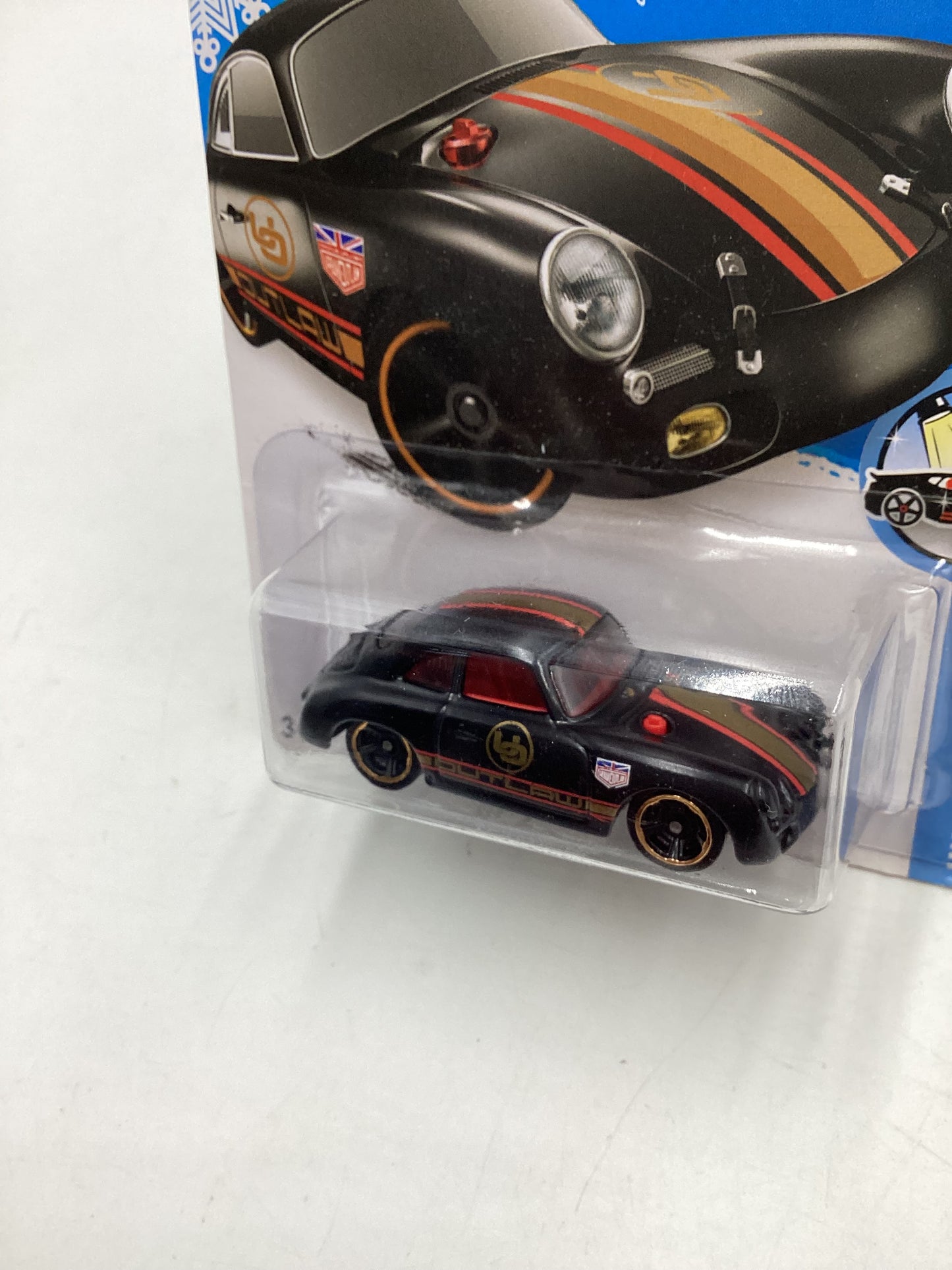 2016 Hot wheels Target Snowflake card #120 Porsche 365A Outlaw Black 238B *Vein on Back*