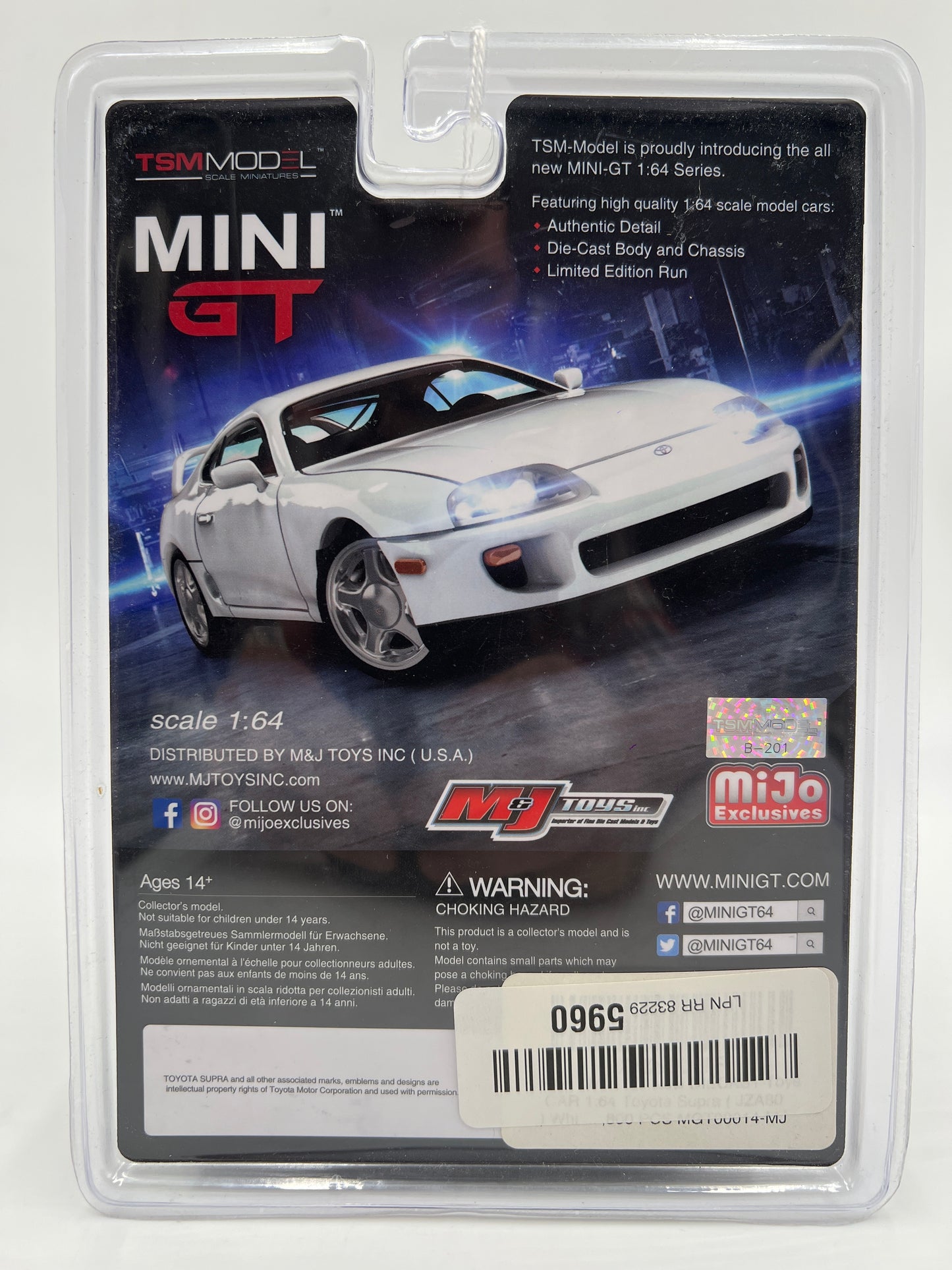 Mini GT Mijo Exclusives #14 Toyota Supra White USA Exclusive