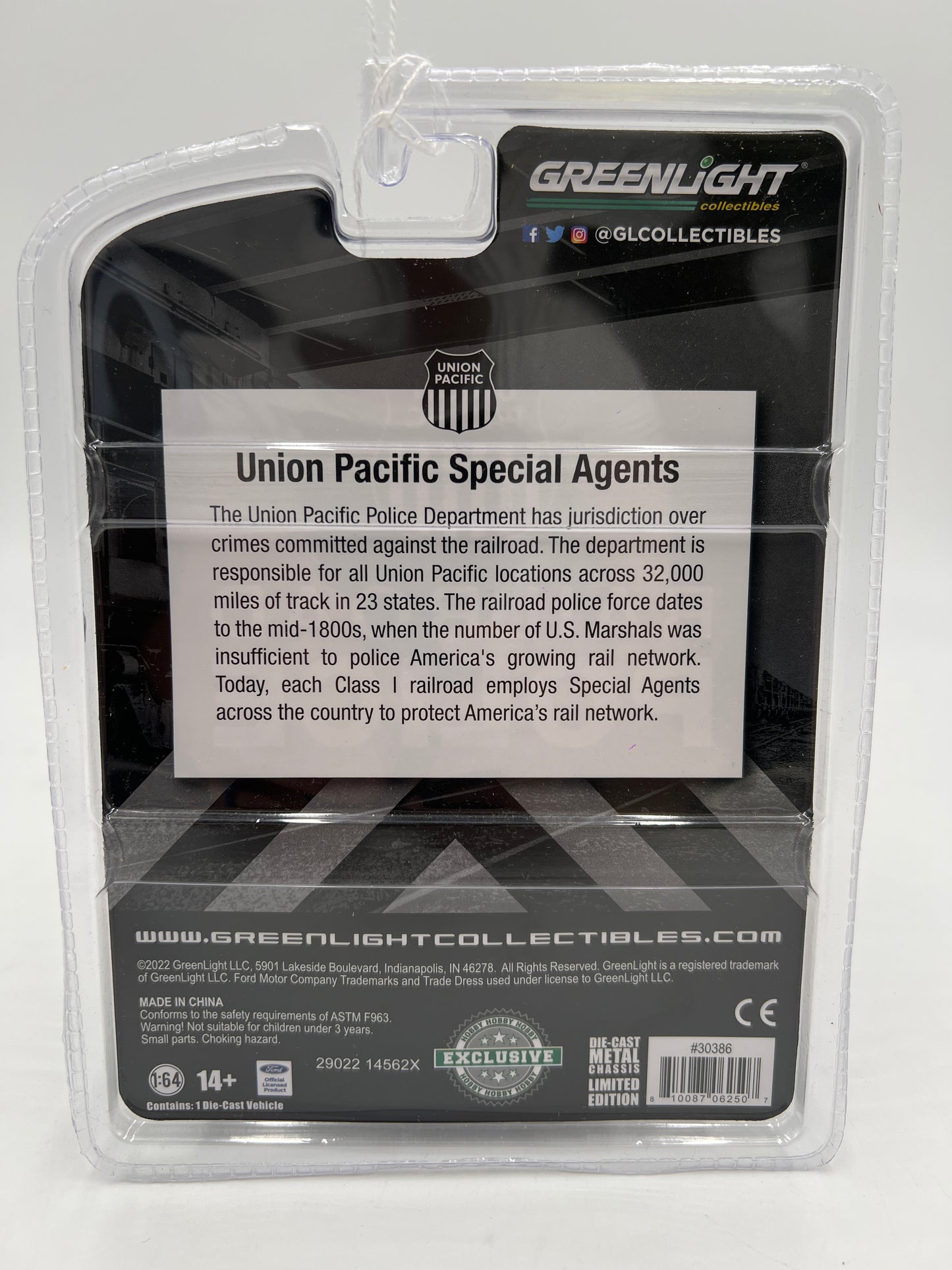 Greenlight Union Pacific Railroad Police 2015 Ford Police Interceptor Utility Black