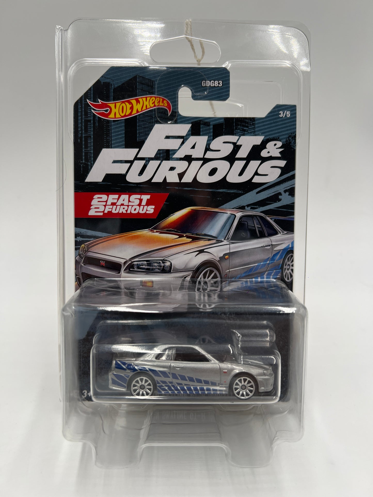 Hot Wheels Fast and Furious #3 Nissan Skyline GT-R BNR34 Silver W/Protector