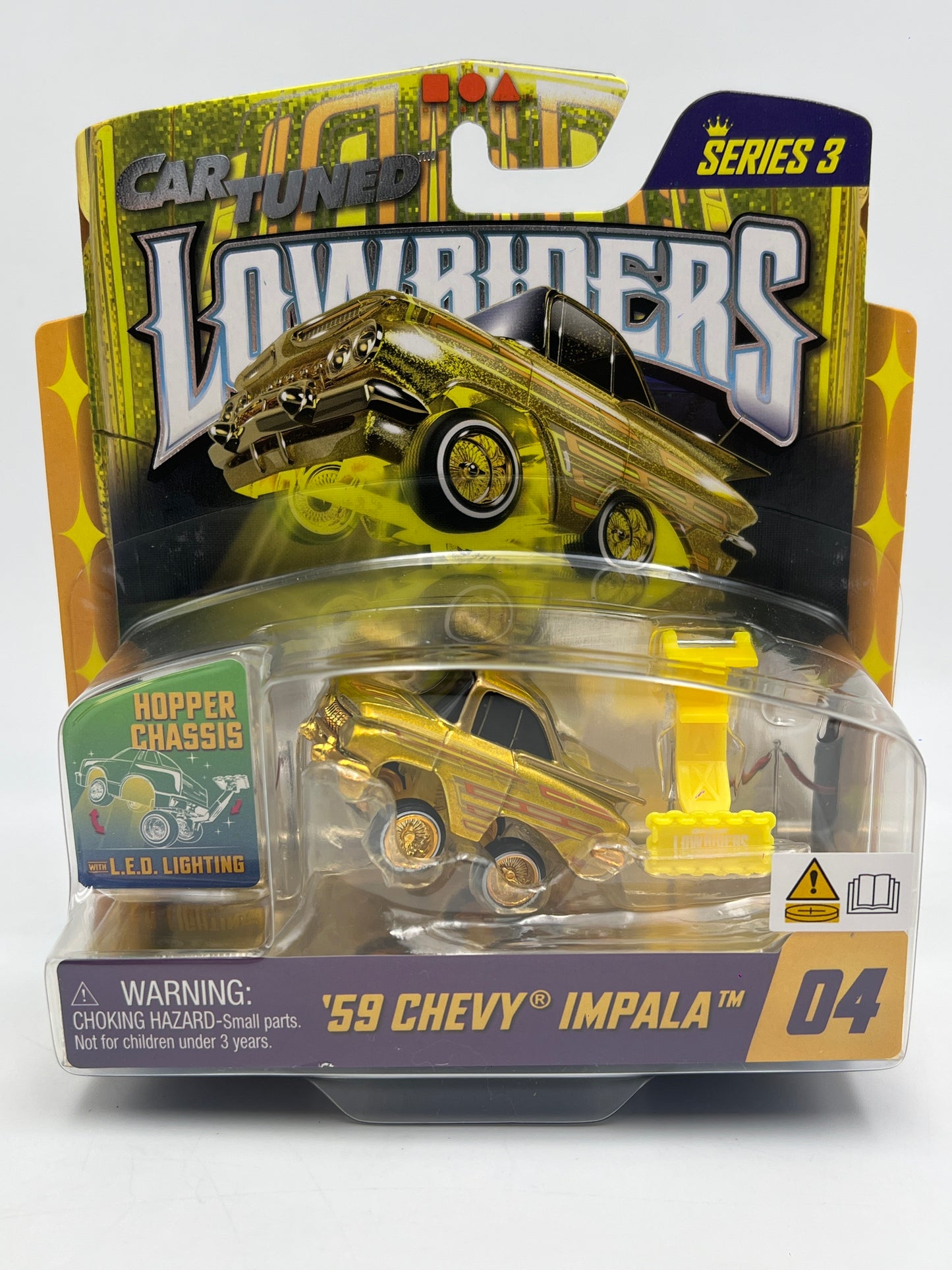 MGA Car Tuned Series 3 Show Glow Lowriders #4 59 Chevy Impala Gold