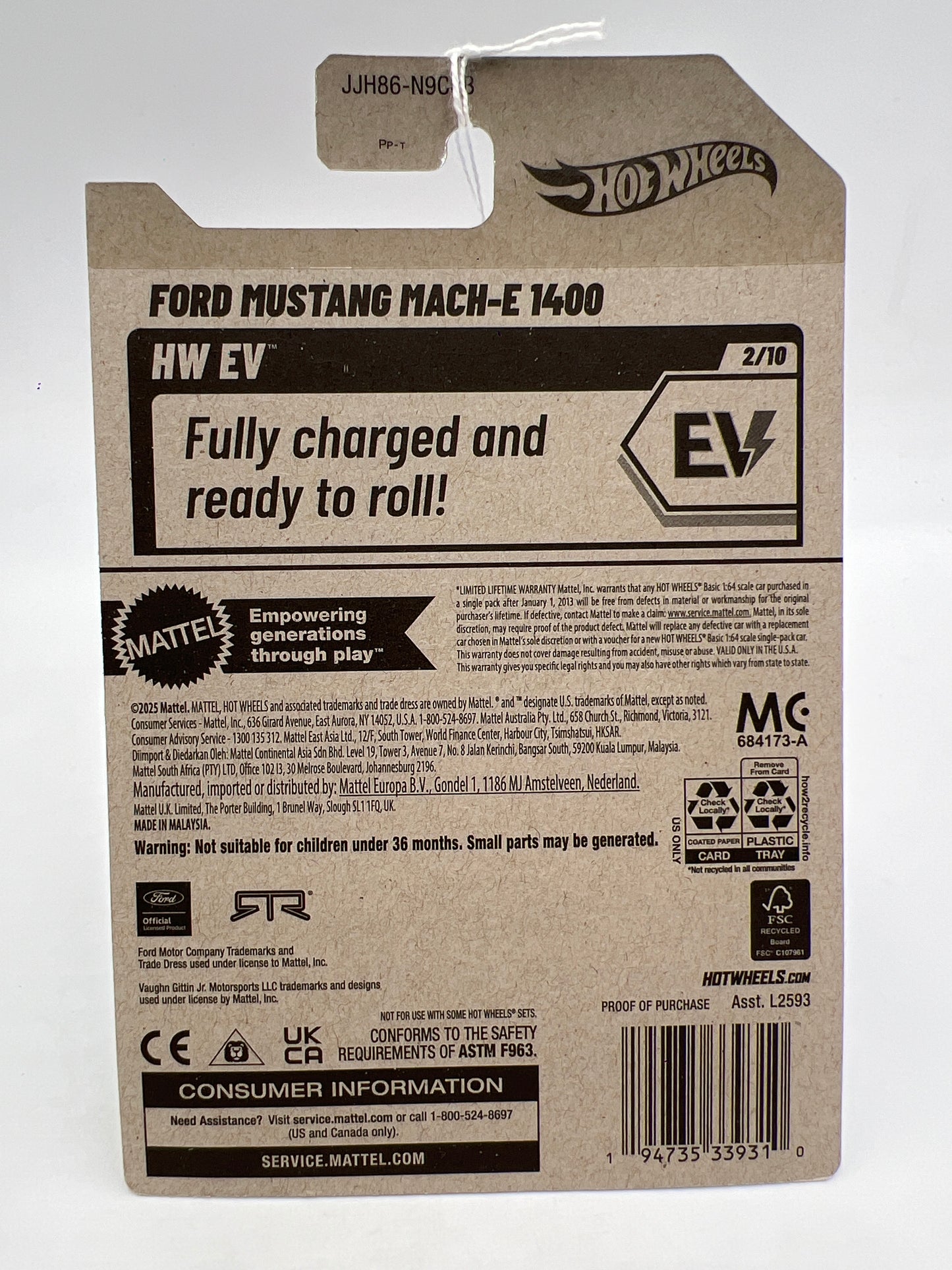 2026 Hot Wheels B Case HW EV #8 Ford Mustang Mach-E 1400 Blue