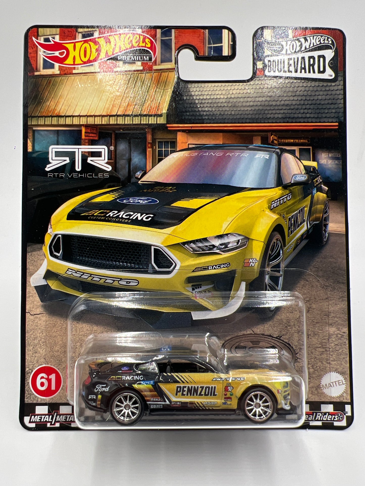 Hot Wheels Premium Boulevard #61 18 Ford Mustang RTR Spec 5 Pennzoil W/Protector