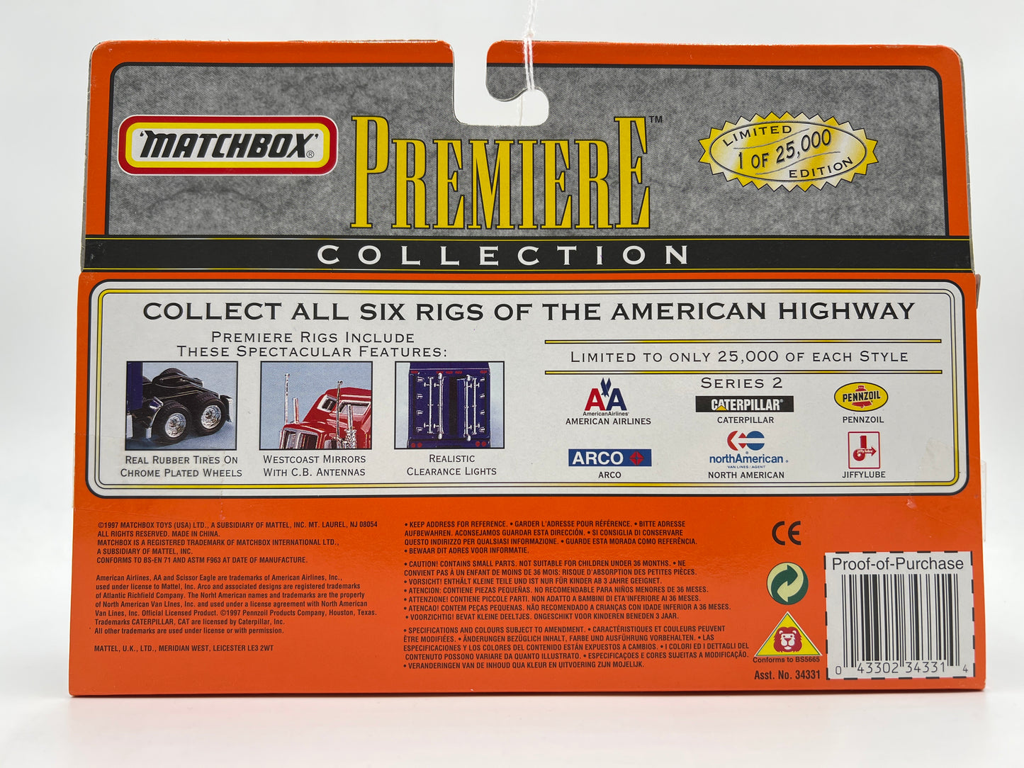 Matchbox Premiere Collection Rigs Series 2 Kenworth Conventional 40 Trailer Cracked Blister