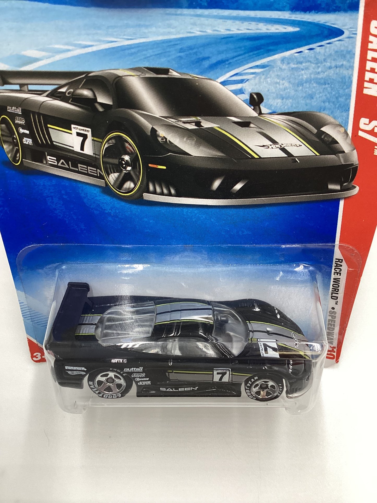 2010 Hot wheels #172 Saleen S7 Black Walmart Exclusive Goodyear Tires 239B