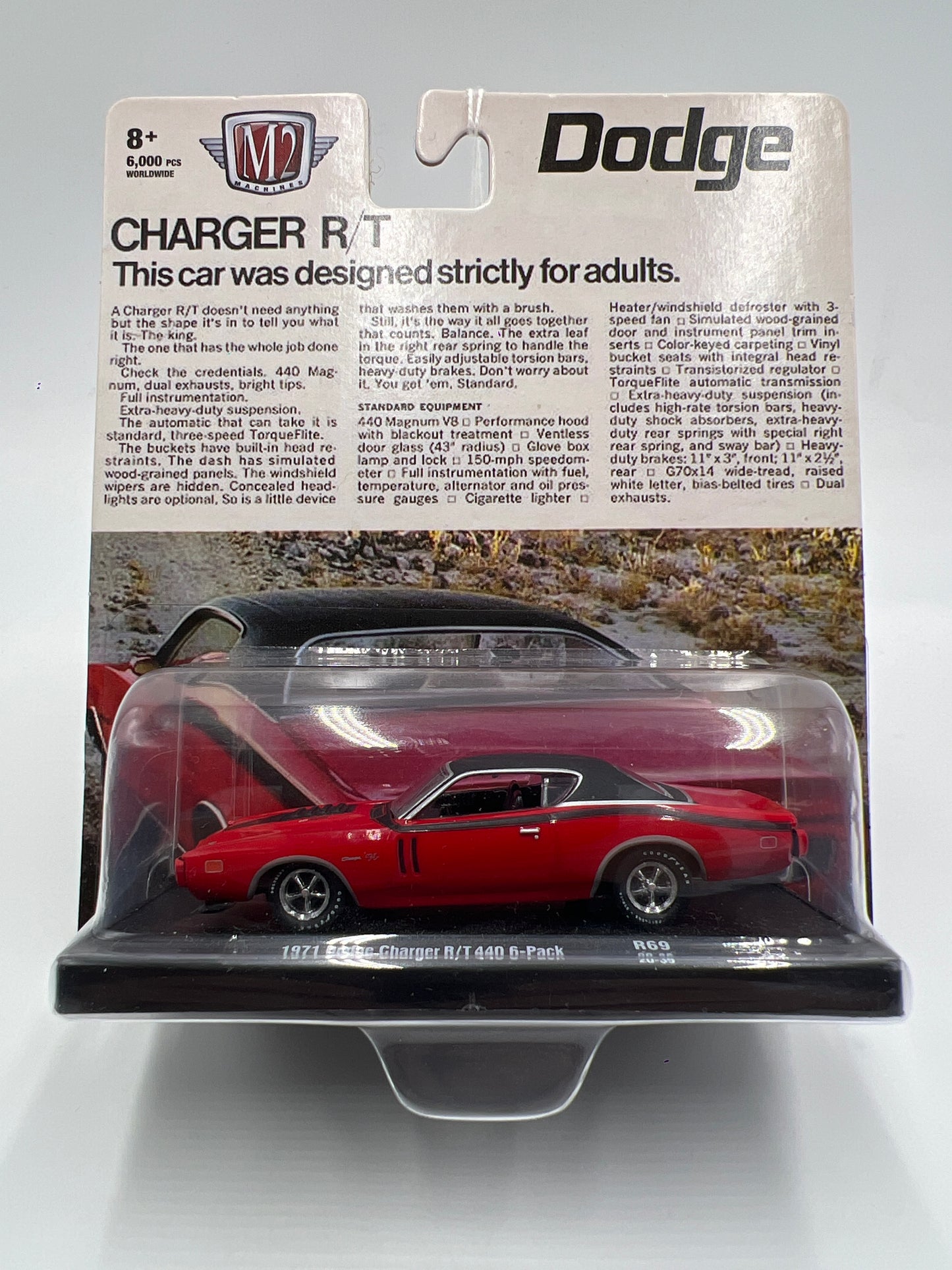 M2 Machines Auto-Drivers 1971 Dodge Charger R/T 440 6-Pack Red R69 189B