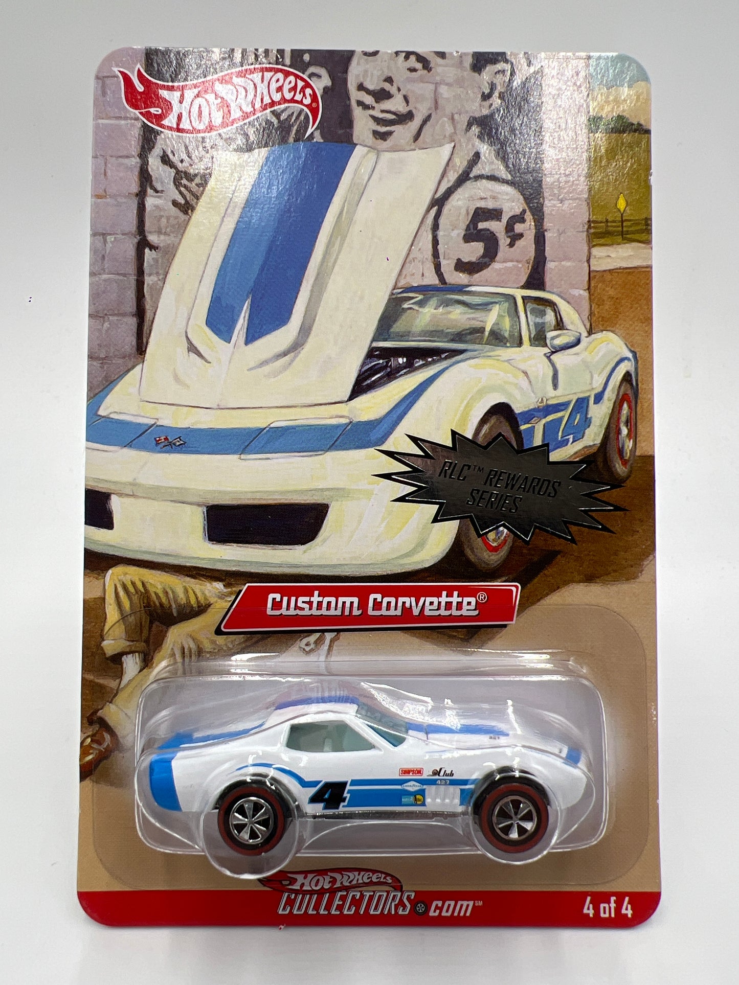 2007 Hot Wheels RLC Rewards Series #4 Custom Corvette White 2406/4981 W/Protector