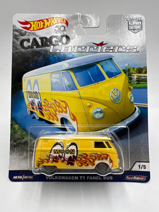 2018 Hot Wheels Premium Cargo Carriers #1 Volkswagen T1 Panel Bus Yellow Mooneyes
