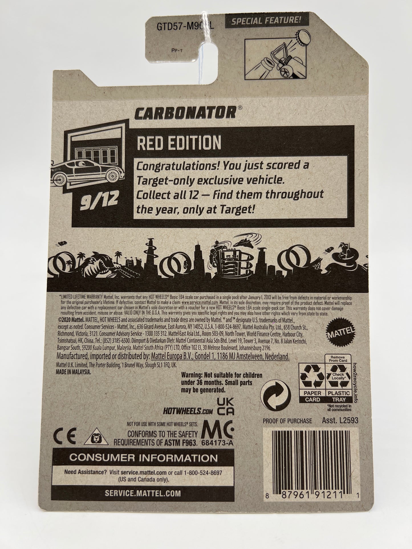 2021 Hot Wheels Target Exclusive Red Edition #6 Carbonator Red 147F
