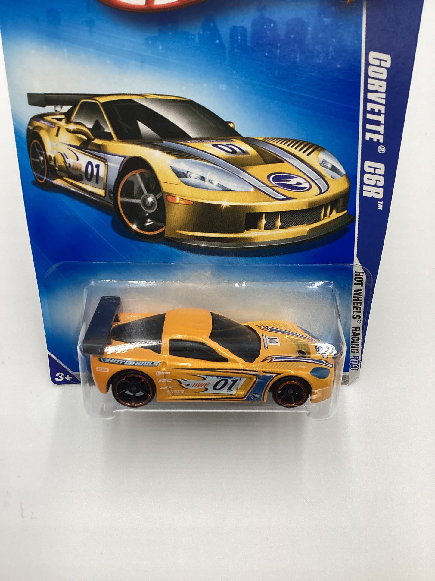 2009 Hot Wheels #071 Corvette C6R Yellow 14i