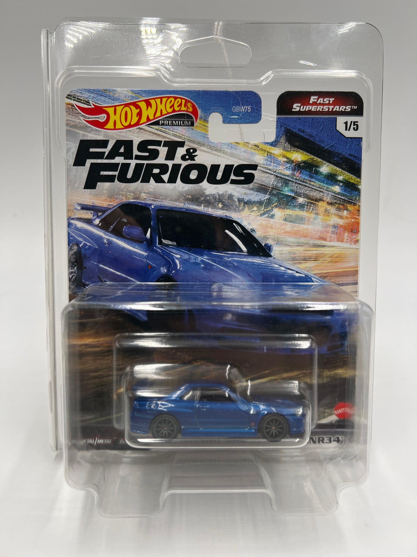 Hot Wheels Premium Fast & Furious Fast Superstars #1 Nissan Skyline GTR BNR34 Blue W/Protector