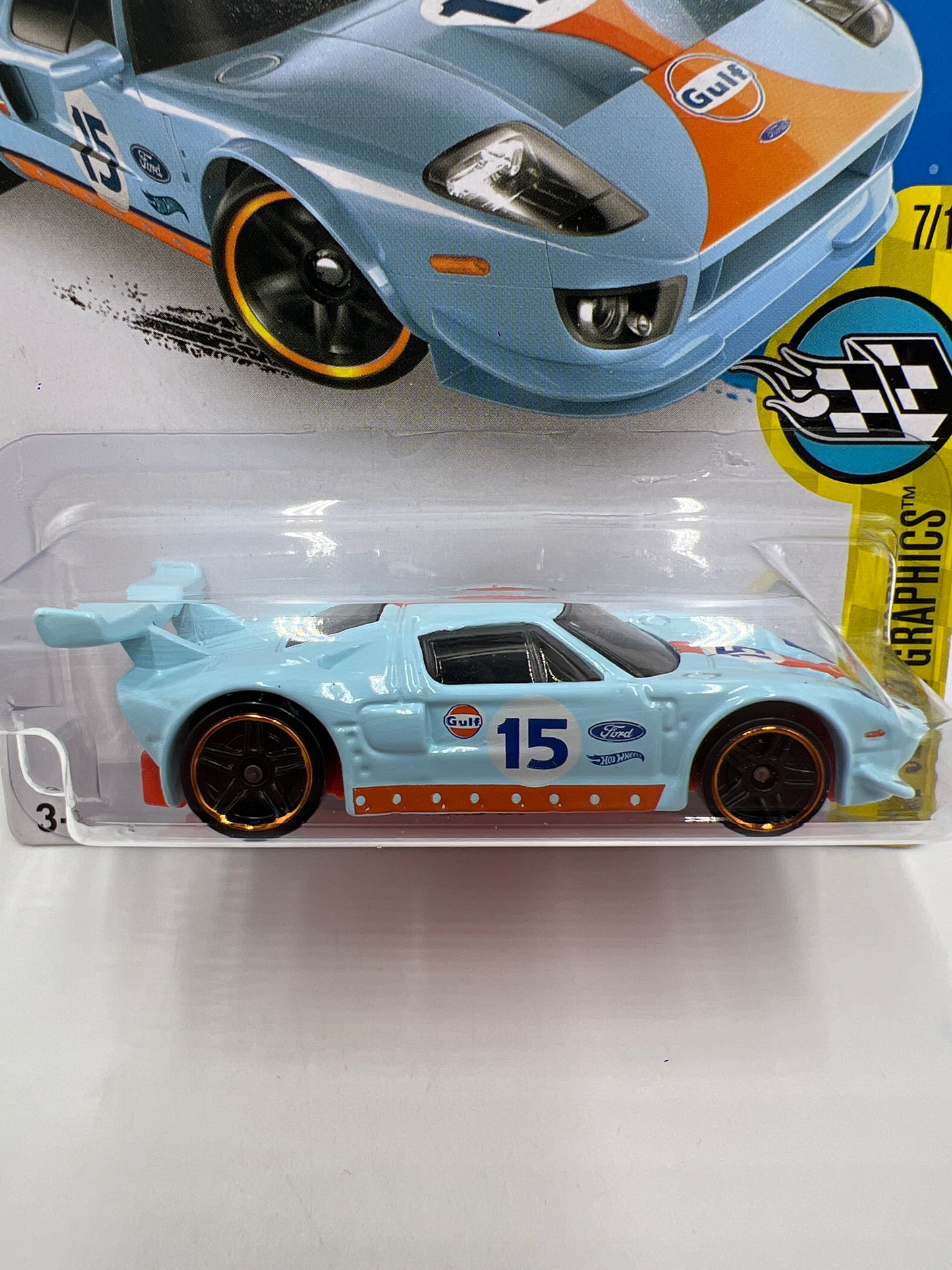 2016 Hot Wheels Target Exclusive Snowflake Card #182 Ford GT Gulf Blue W/Protector
