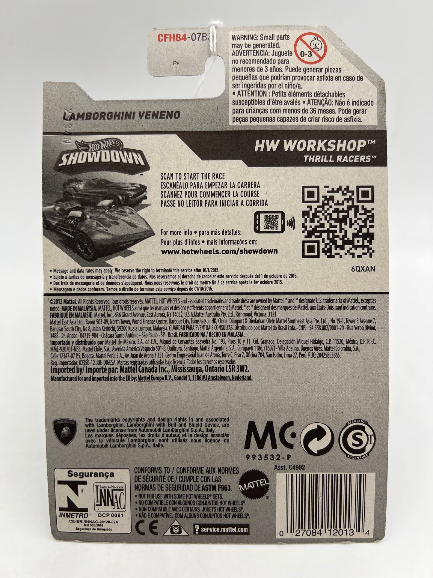 2015 Hot Wheels Workshop #189 Lamborghini Veneno Red International Card