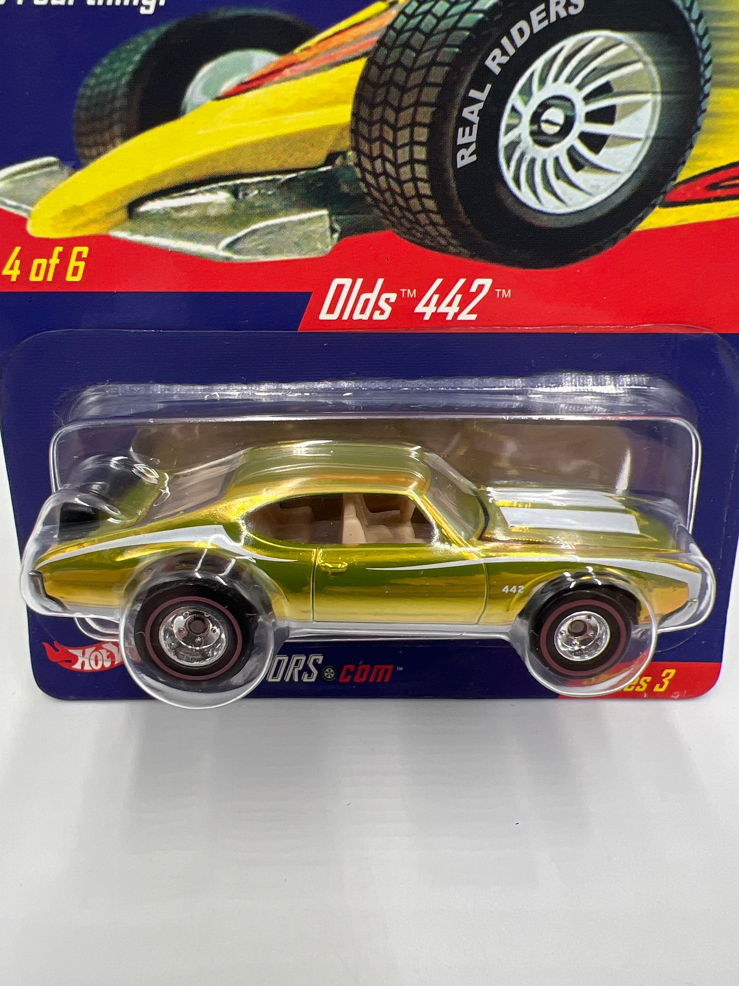 Hot Wheels RLC Real Riders Series 3 #4 2913/10500 Olds 442 Gold W/Protector