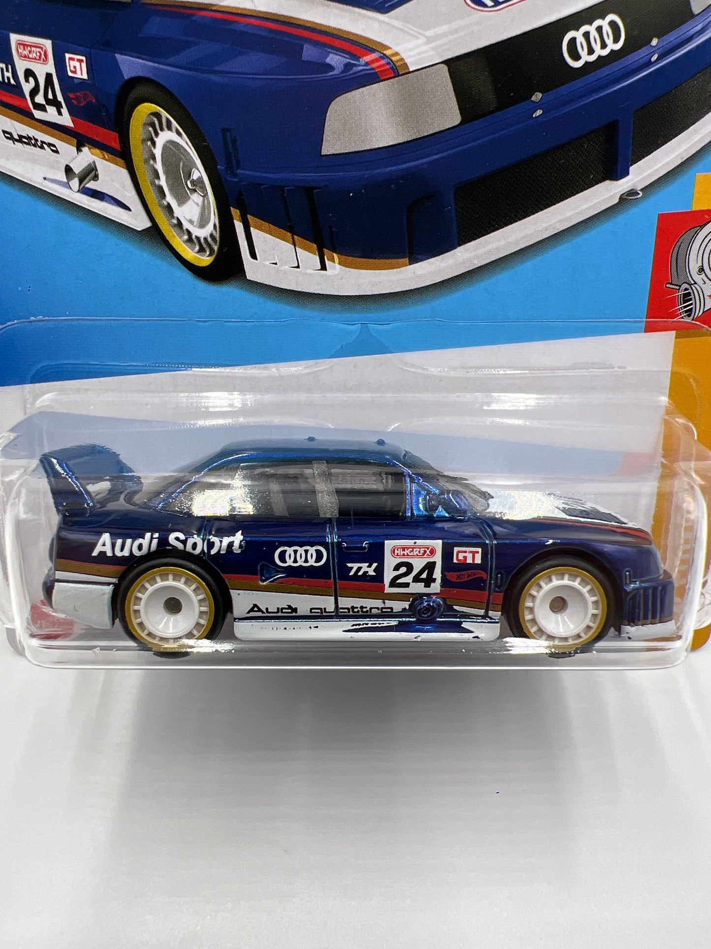 2024 Hot Wheels #144 Super Treasure Hunt Audi 90 Quattro Blue W/Protector