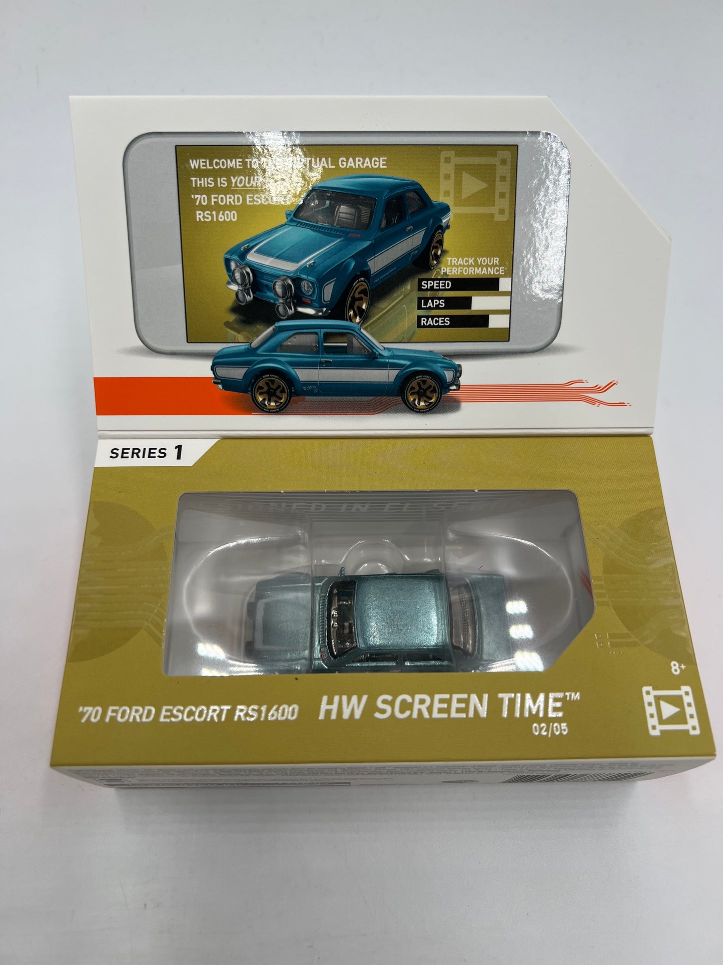 Hot Wheels iD Screen Time Series 1 #2 70 Ford Escort RS1600 Light Blue Sealed