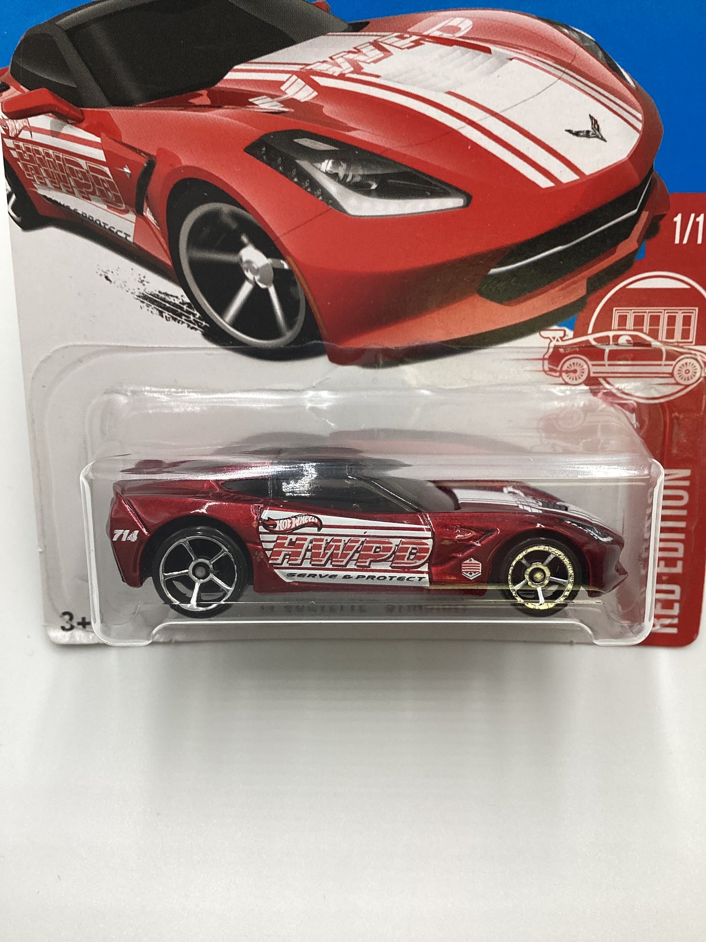 2017 Hot Wheels Target Red Edition #1 14 Corvette Stingray Red Cracked Blister 145G