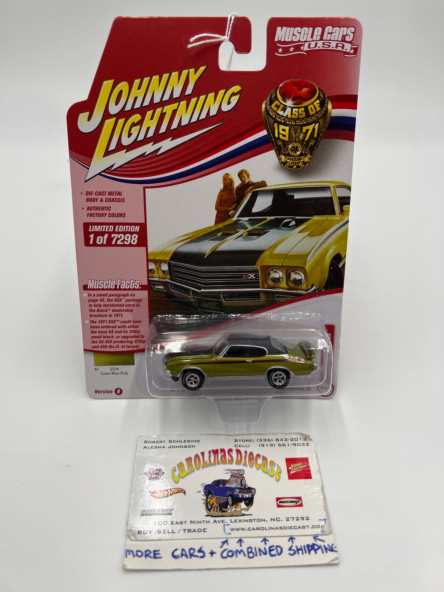 Johnny Lightning Muscle Cars U.S.A Class of 1971 Release 2 Version B 1971 Buick GSX Lime Mist Poly Green 292G