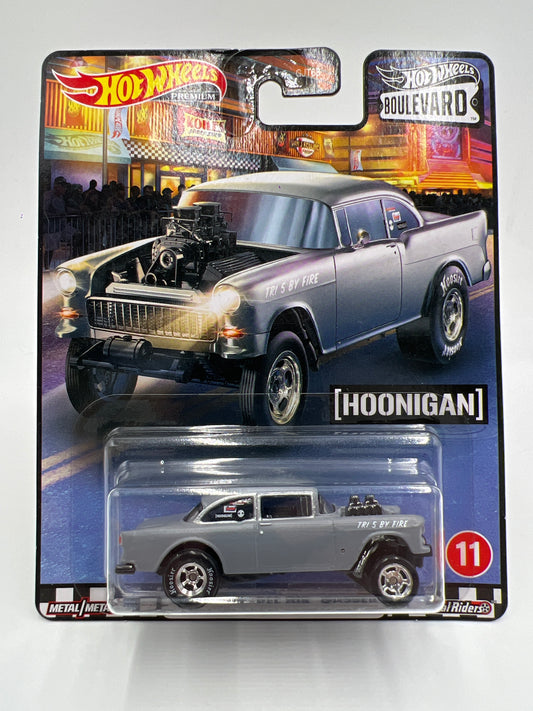 Hot Wheels Premium Boulevard #11 55 Chevy Bel Air Gasser Primer Gray W/Protector