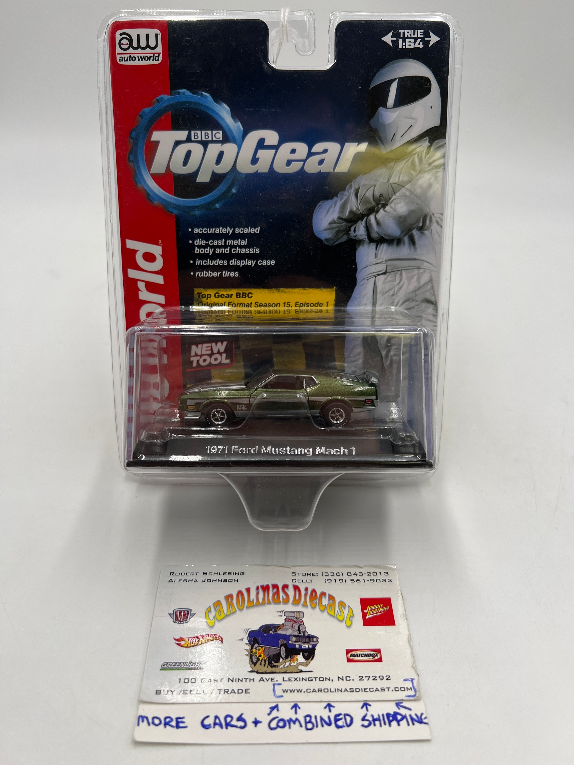 top gear model cars Auto World Top Gear #2 1971 Ford Mustang Mach 1 Green 182C