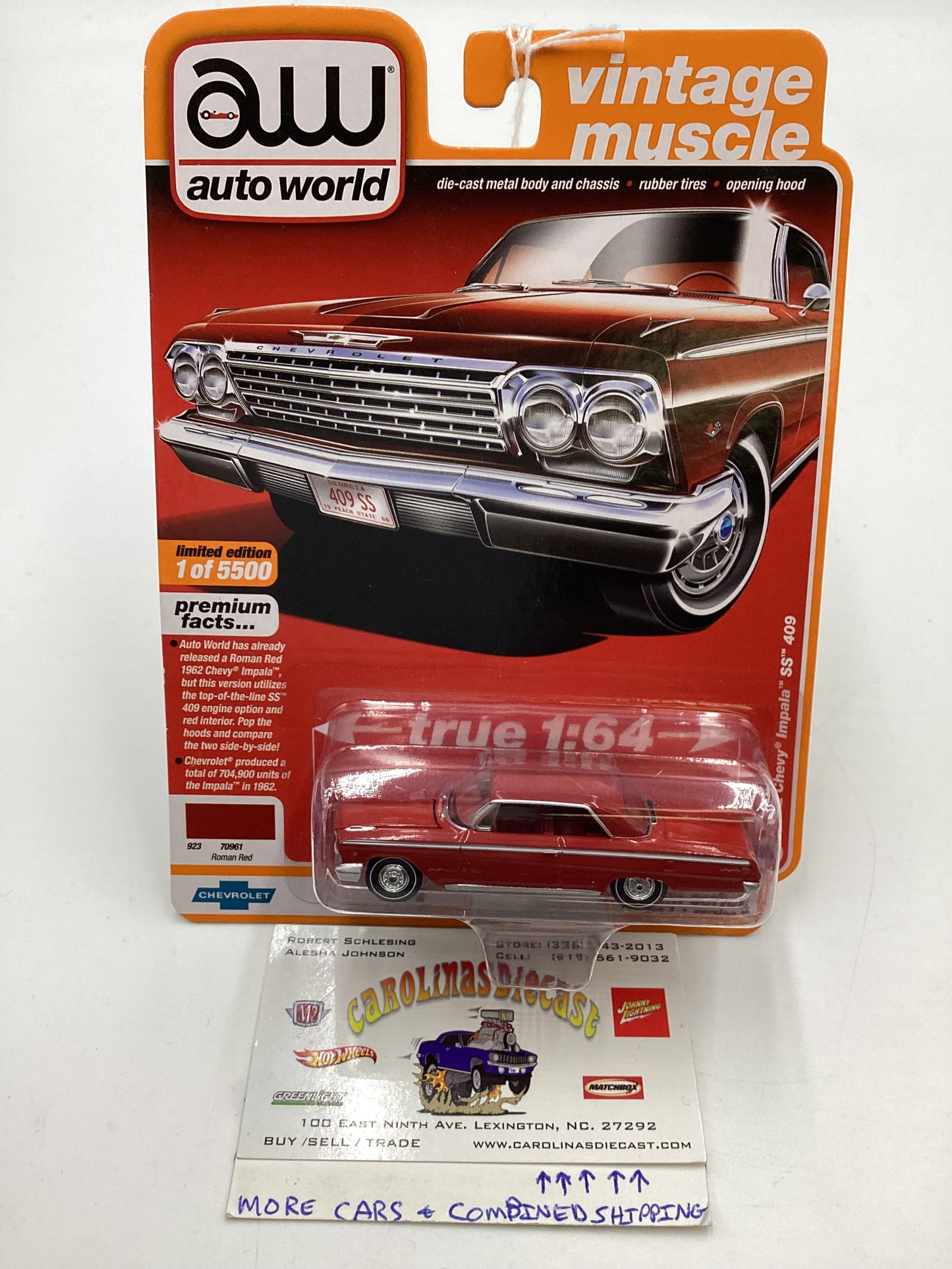 Auto World Vintage Muscle Release 1 Version B #5 1962 Chevy Impala SS 409 Red