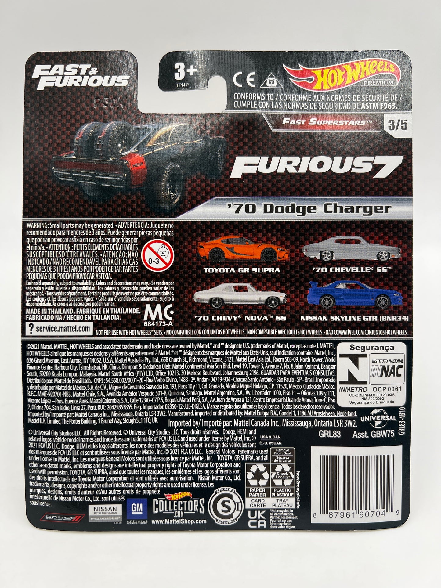Hot Wheels Premium Fast & Furious Fast Superstars #3 70 Dodge Charger Black 246Q