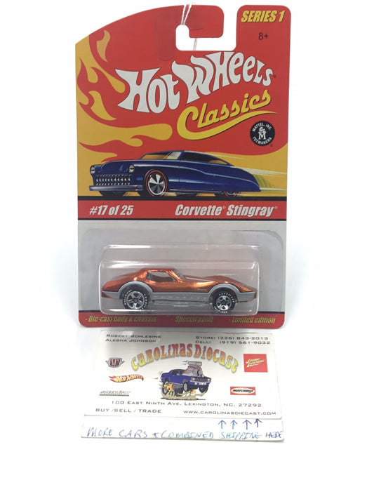 Hot wheels classics series 1 #17 Corvette Stingray (Orange) CC5