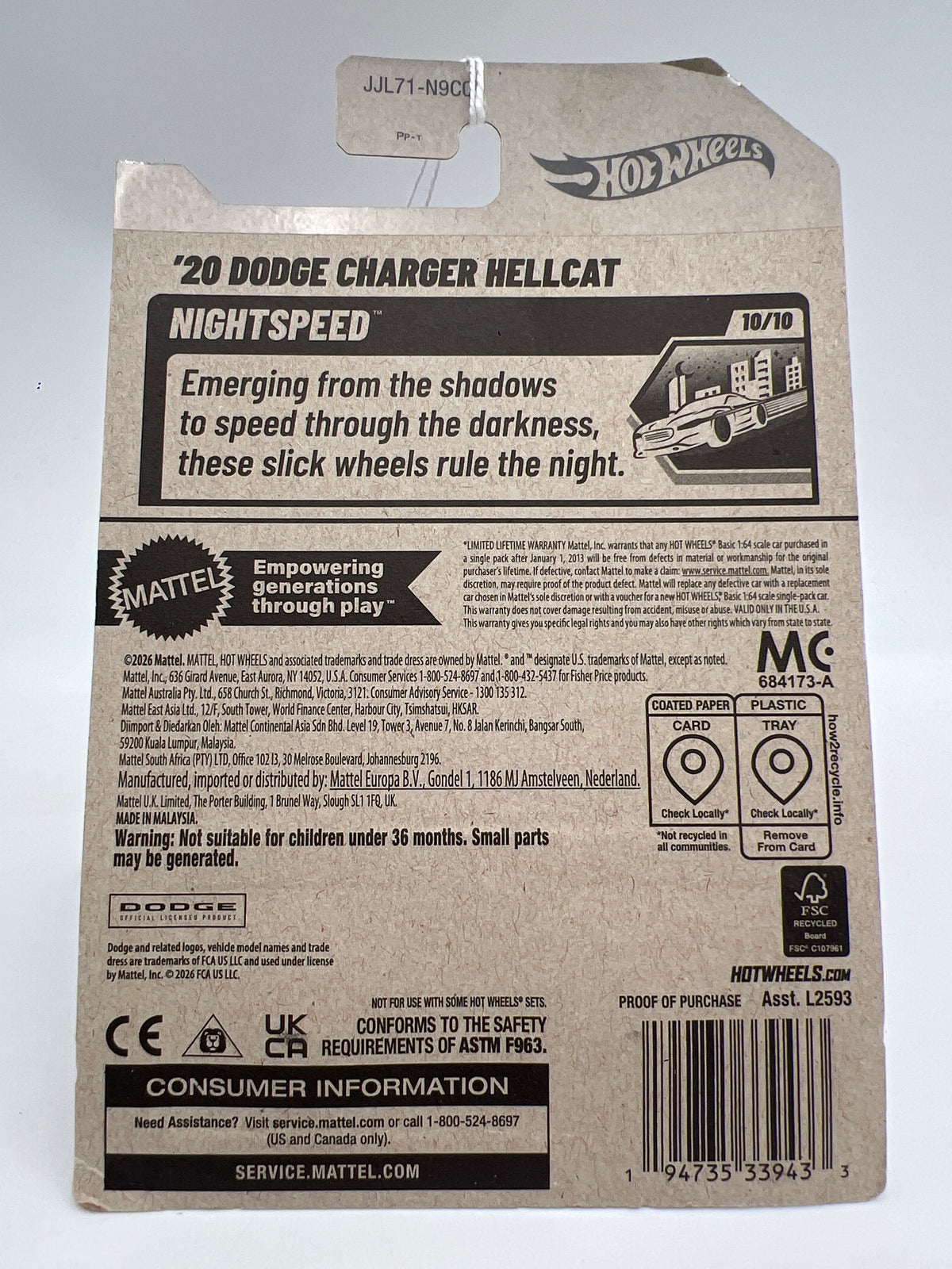 2026 Hot Wheels P Case #134 2020 Dodge Charger Hellcat Orange