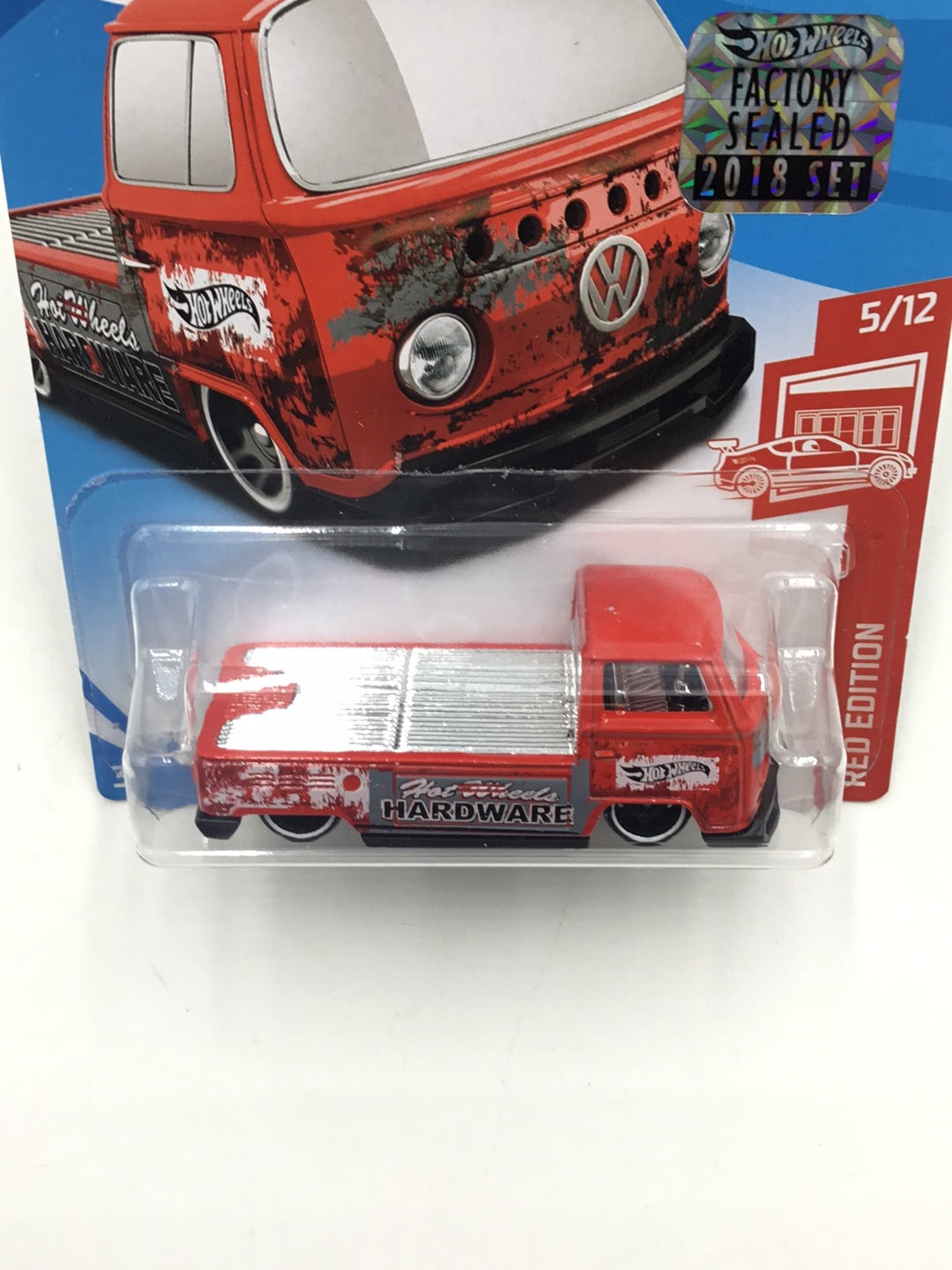 2018 hot wheels red edition #5 Volkswagen T2 Pickup target red factory sealed sticker