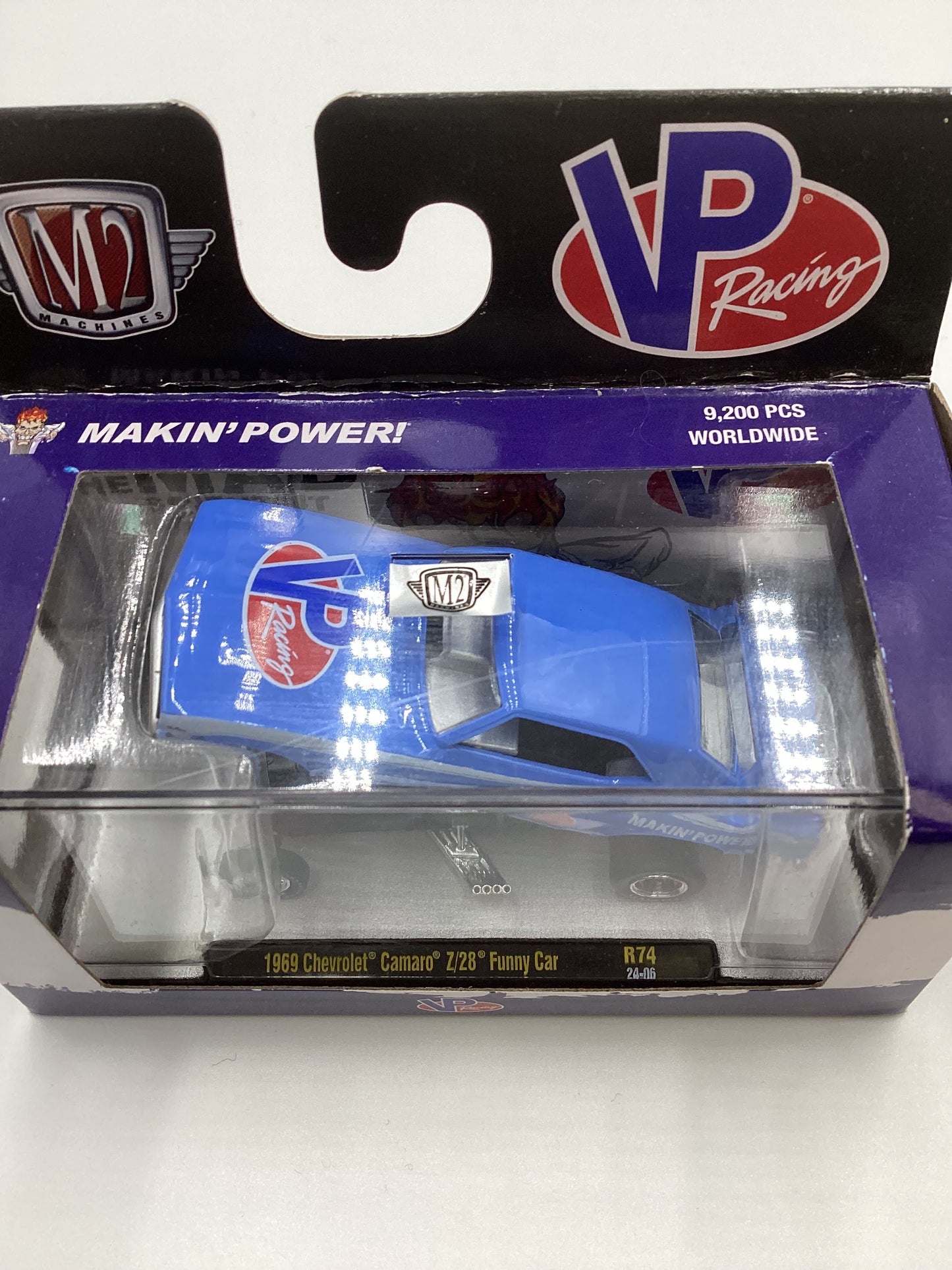 M2 MACHINES 1969 Chevrolet Camaro Z/28 Funny Car Blue VP Racing R74