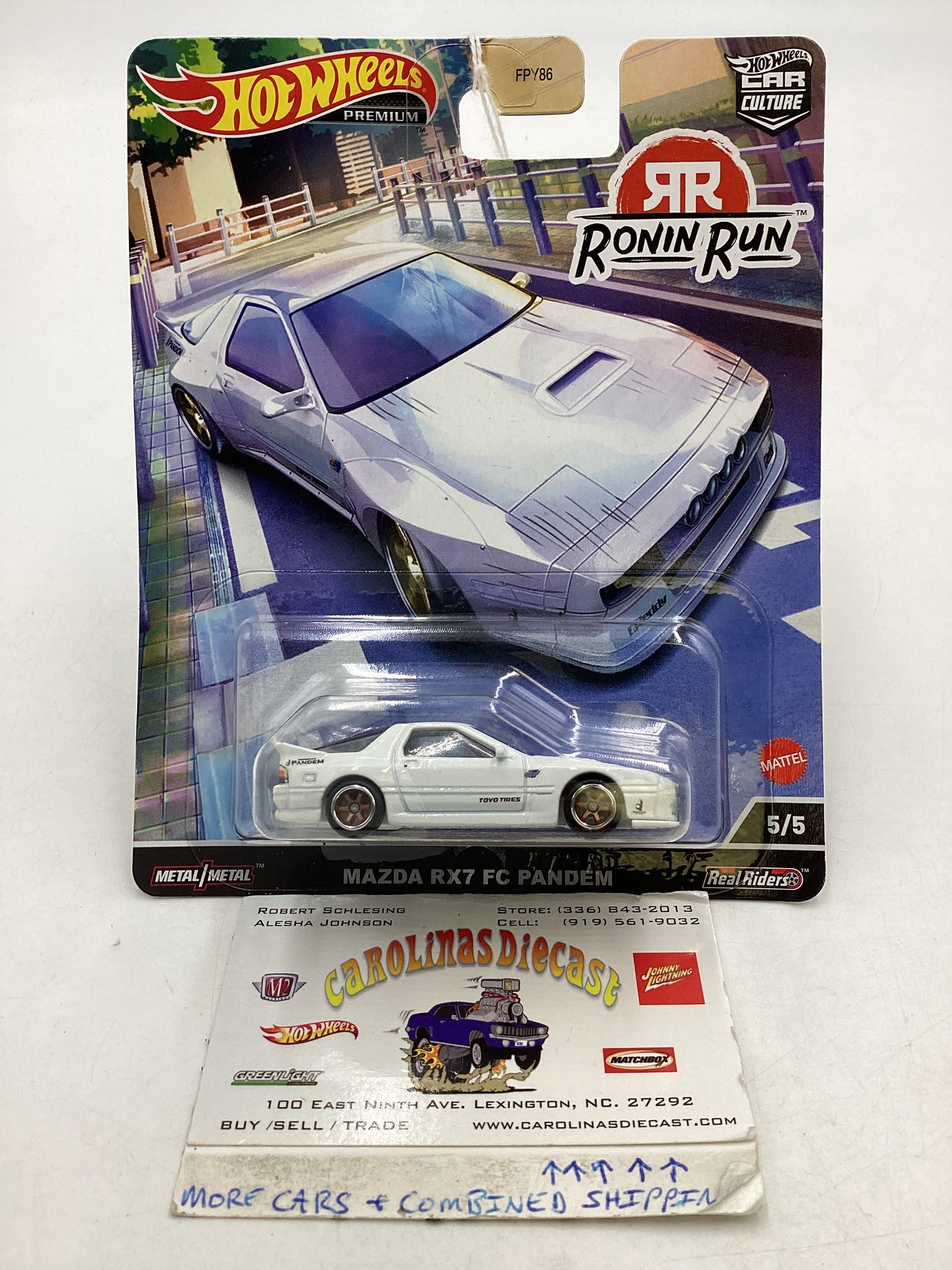 Hot wheels Ronin Run 5/5 Mazda RX-7 FC Pandem White 244E