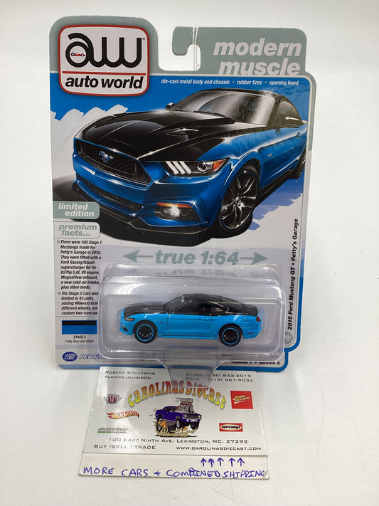 Auto World Modern Muscle Release 1 Version A 2015 Ford Mustang GT Petty’s Garage Blue/Black 184D