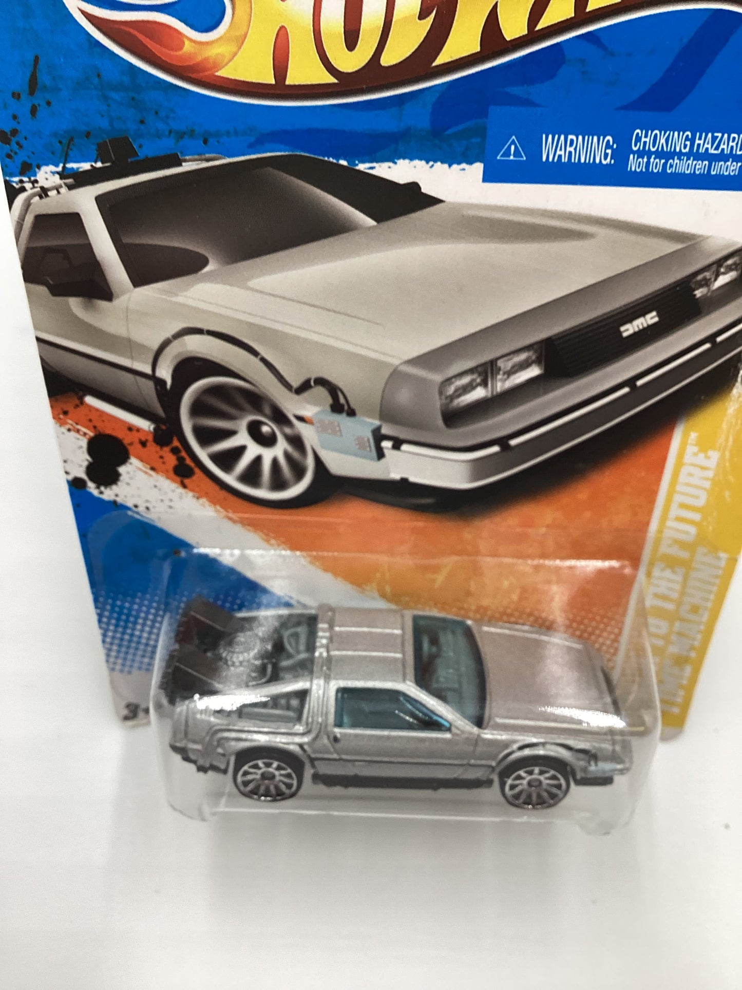 2011 Hot Wheels Back to the Future Time Machine Silver * Bad Card*