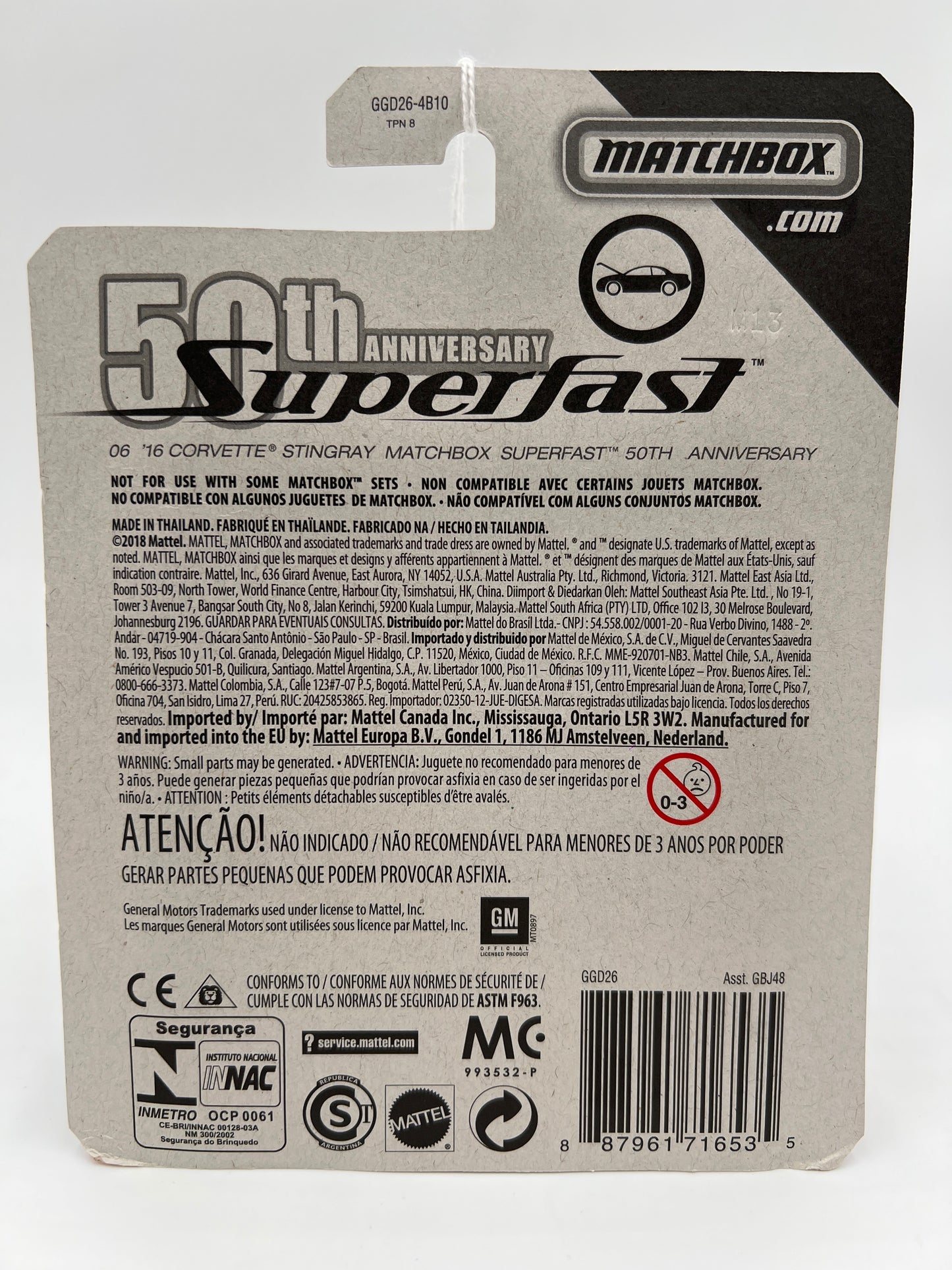 Matchbox 50th Anniversary Superfast #6 16 Corvette Stingray White 174G