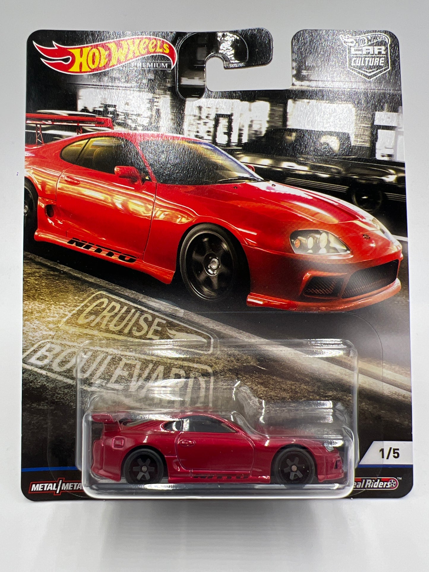 Hot Wheels Premium Cruise Boulevard #1 Toyota Supra Red W/Protector