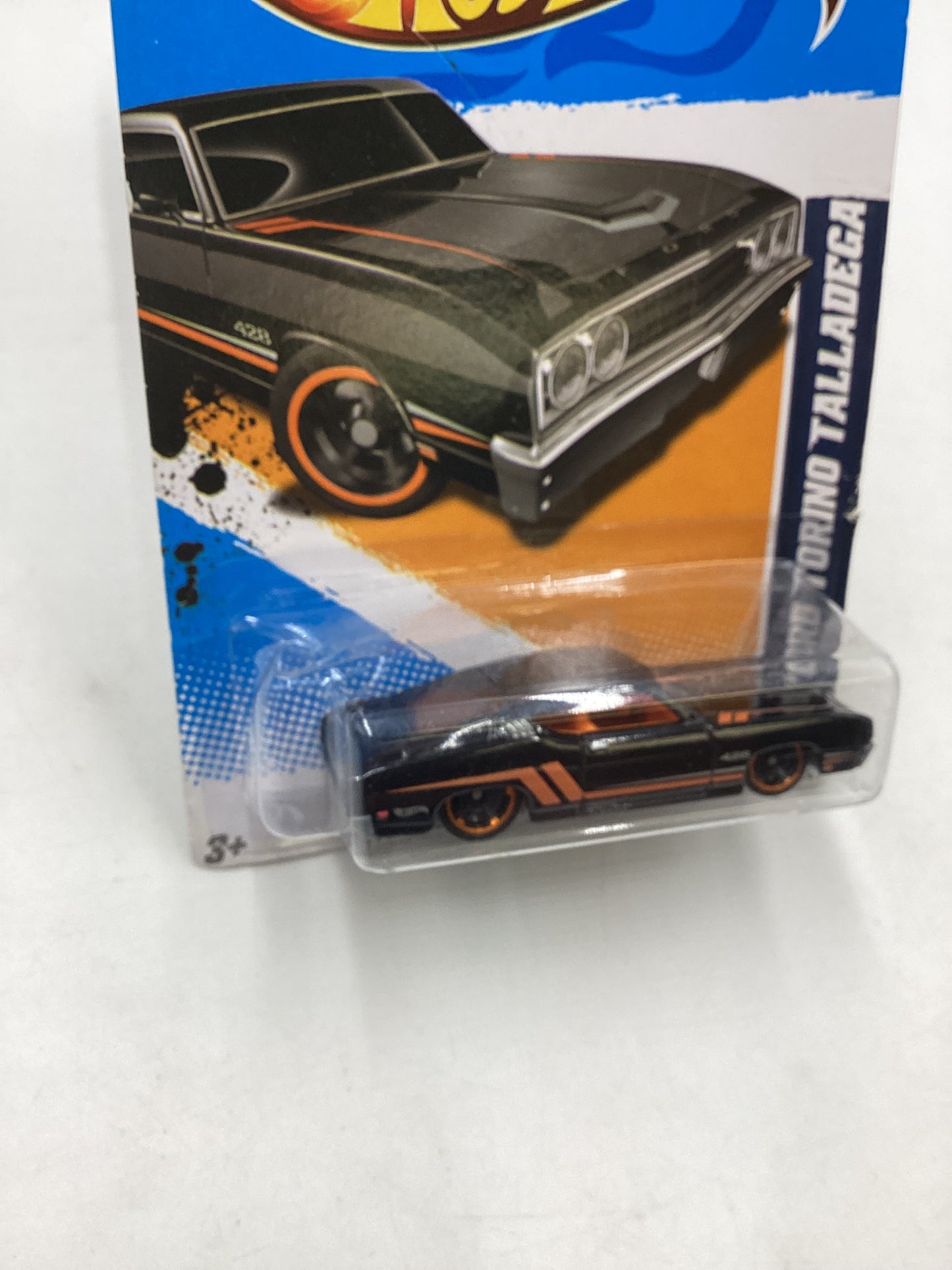 2012 Hot Wheels Muscle Mania Ford #111 69 Ford Torino Talledega Black *Bad Card* 34A