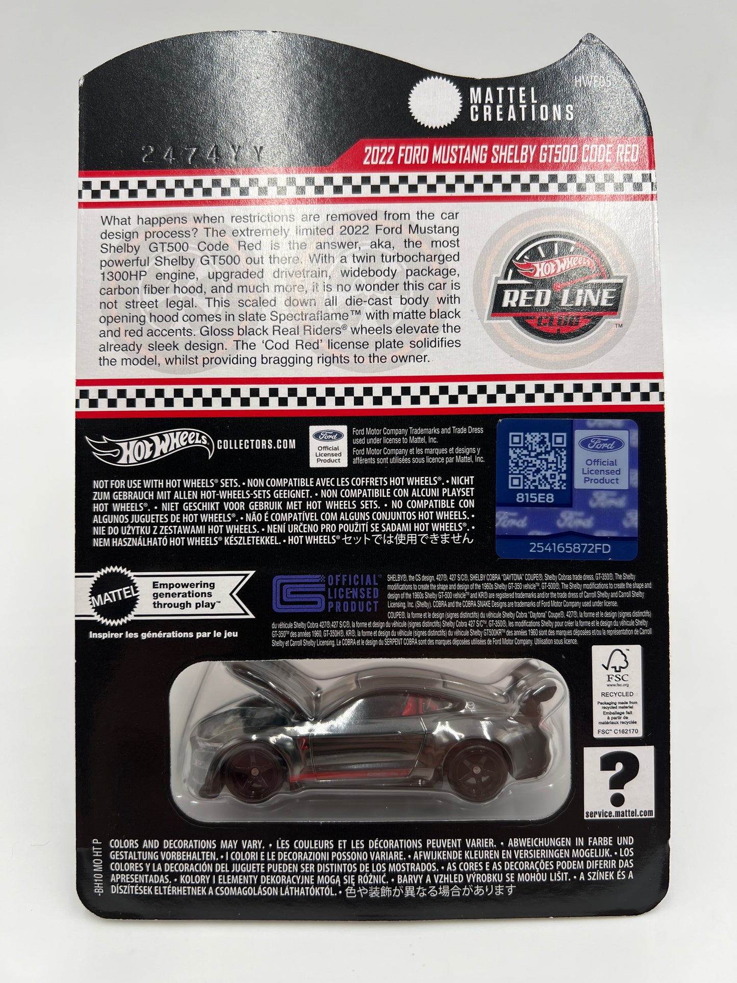 Hot Wheels RLC 2022 Ford Mustang Shelby GT500 Code Red W/Protector