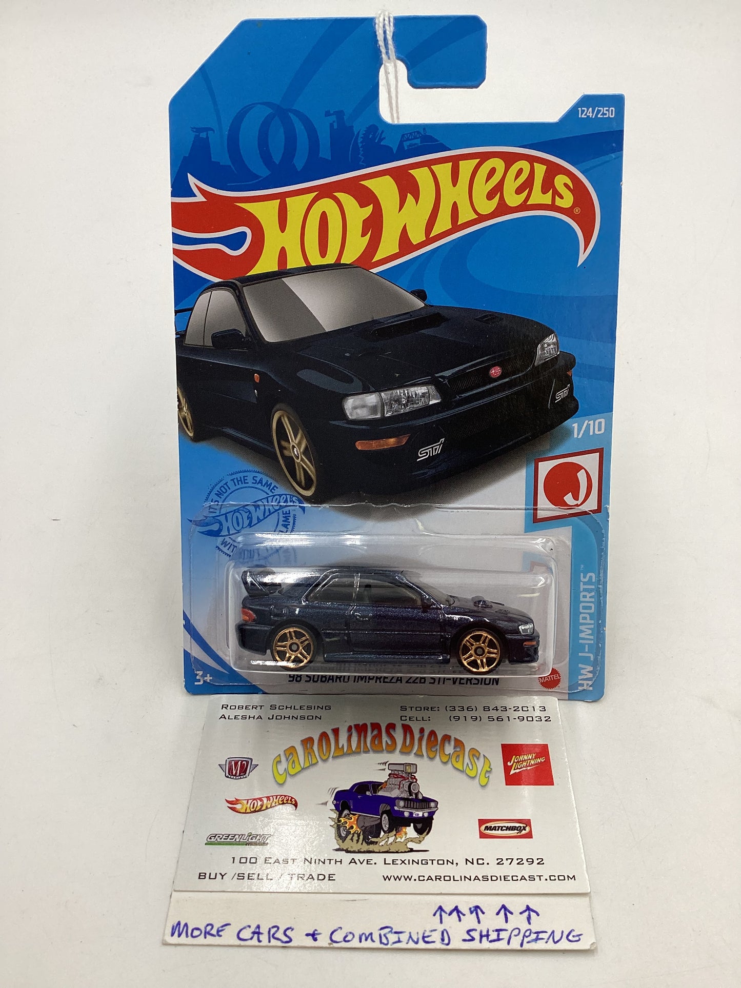 2021 hot wheels #124 *J Hook Crease* 98 Subaru Impreza 22B-STi version Dark Gray 89A