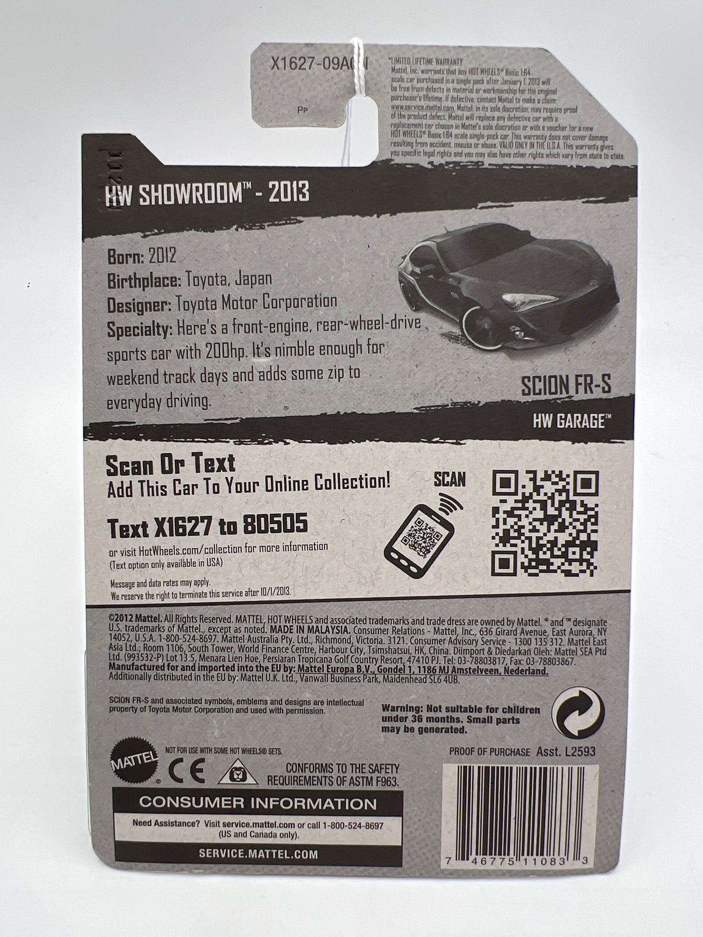 2013 Hot Wheels Showroom #199 Scion FR-S Red SR