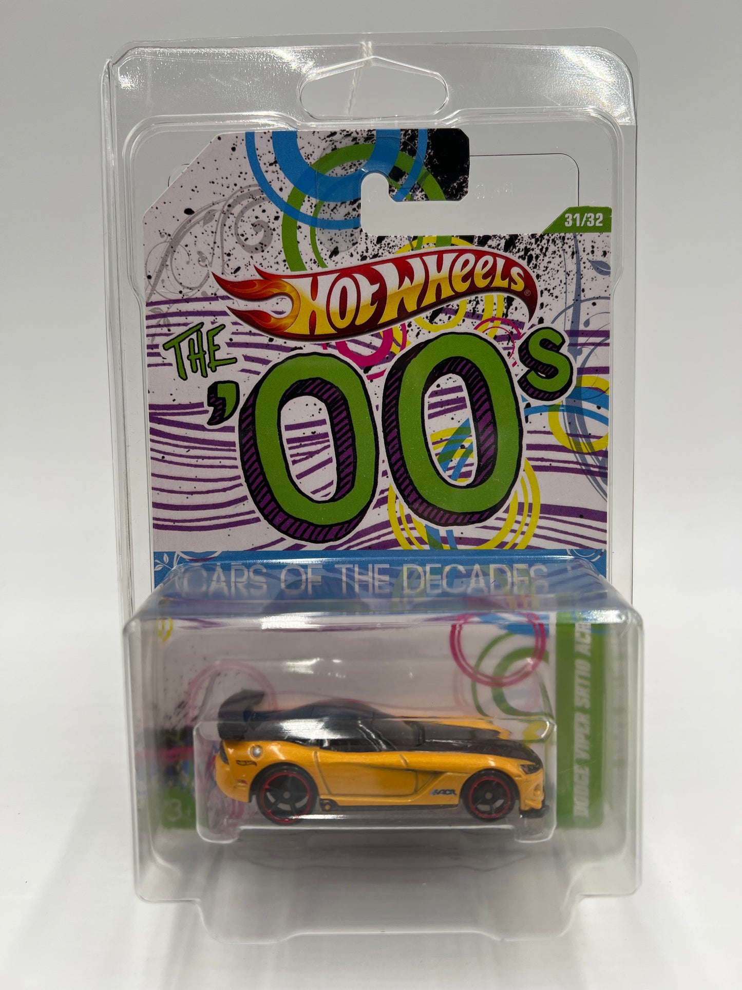 Hot Wheels Cars of the Decades The 00s #31 Dodge Viper SRT10 ACR Yellow W/Protector 2