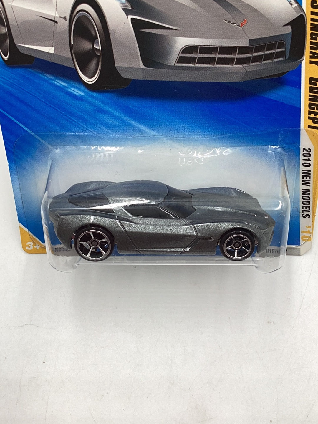 2010 Hot Wheels #19 09 Corvette stingray concept Dark Charcoal 17C